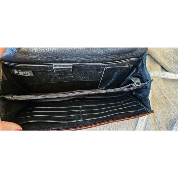 Brighton Leather Croc Embossed Crossbody Shoulder Bag Women Brown Black - Picture 8 of 14